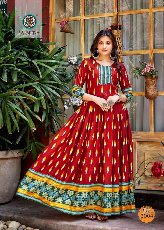 Ikat Vol 3 By Aradhna Long Anarkali Kurtis Catalog
